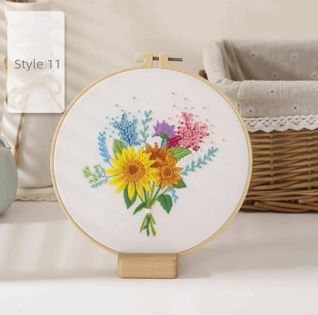 embroidered floral artwork for home decor display