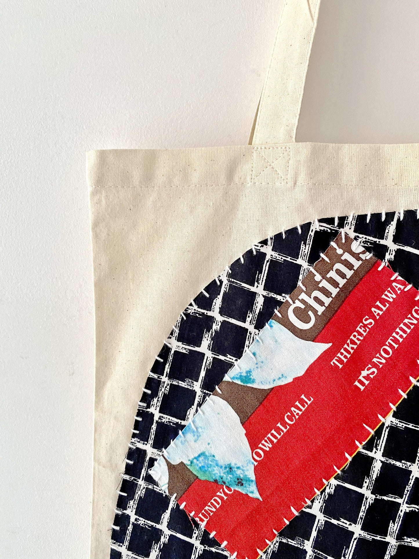 Artisan Cotton Tote Bag with DIY Patchwork for Casual and Travel Use