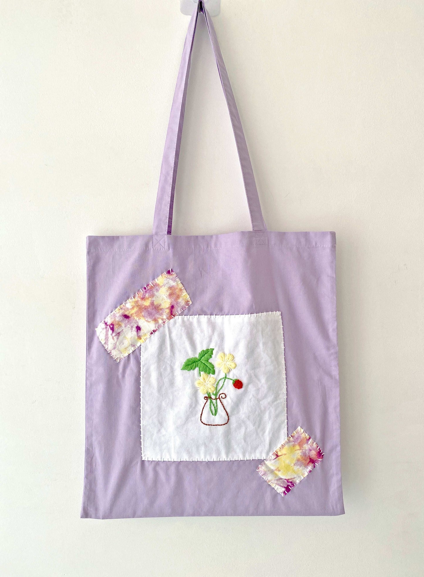 Minimalist Boho Floral Embroidery Tote Bag