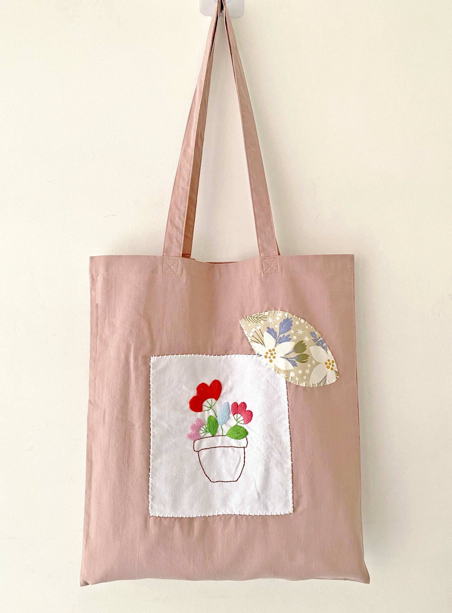 Where to buy durable organic cotton tote with hand-stitched designs