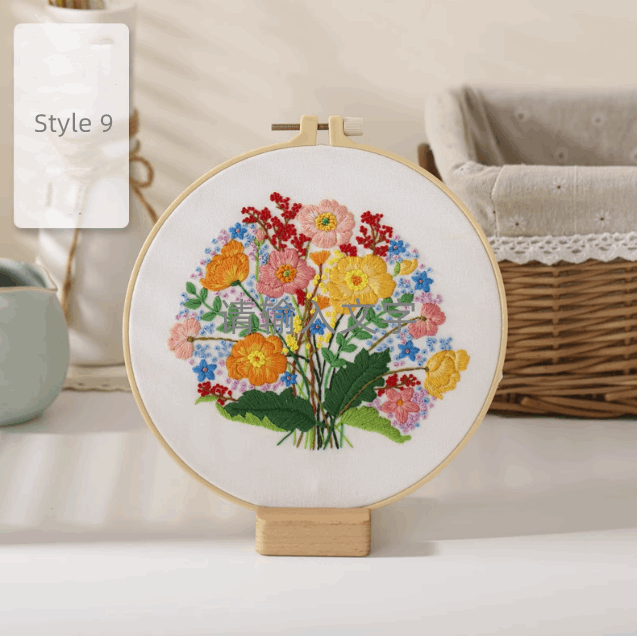 handmade embroidery bouquet for wall frame art