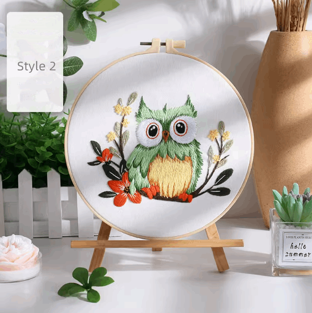 Owl Pattern Handmade Embroidery Patch For Artistic Home Decor