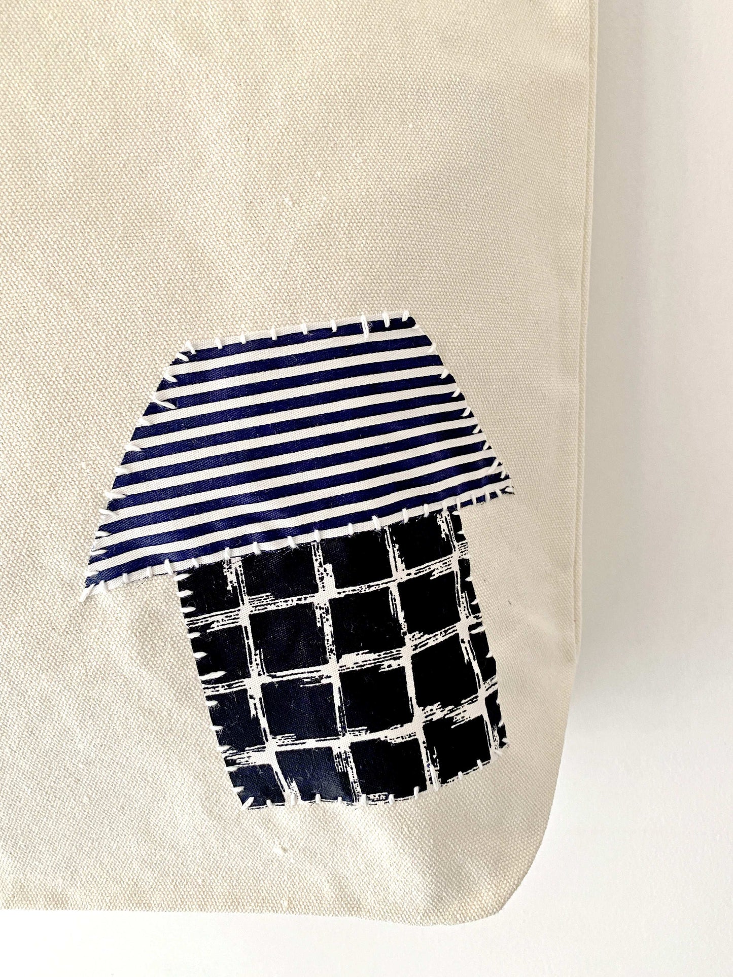 Personalized Handcrafted Canvas Tote with Creative Stitching Patterns