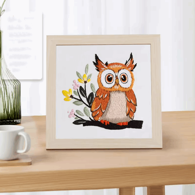 Custom Handmade Owl Embroidery Patch For Wall Decorations