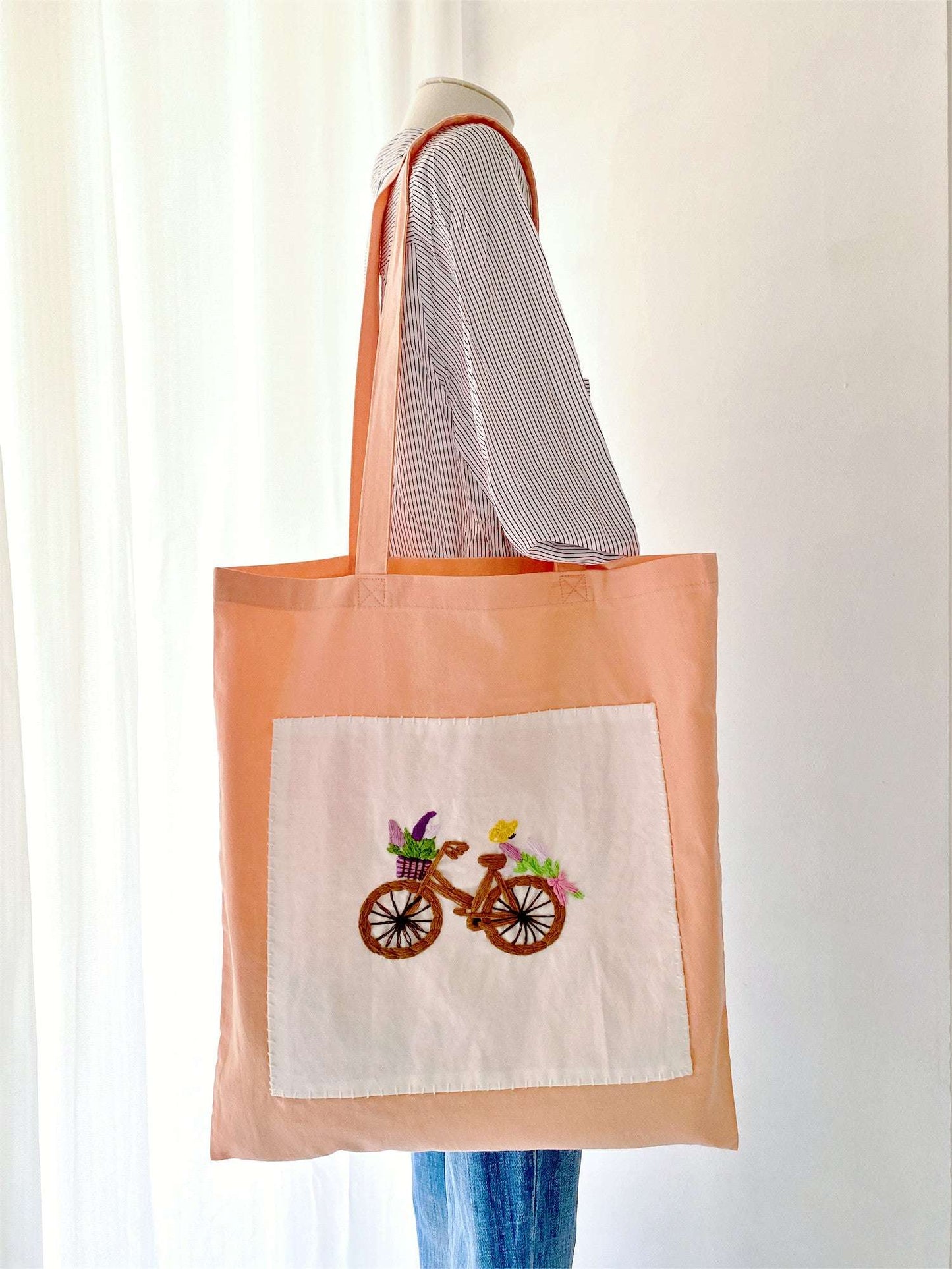 Custom Made Embroidered Cotton Tote Bag for Women Who Prefer Minimal and Chic Accessories
