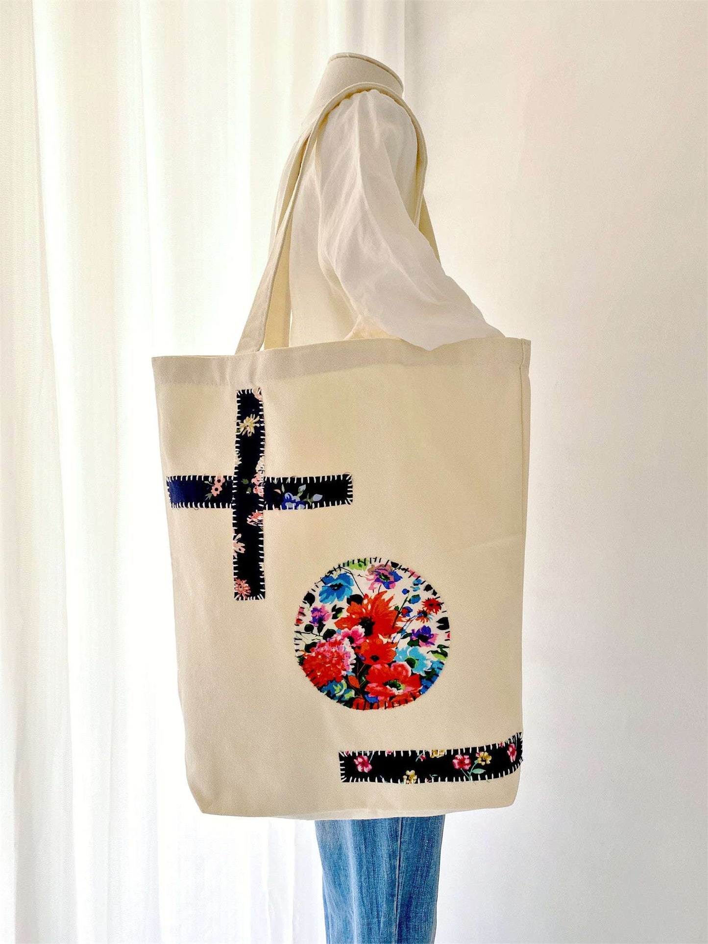Organic cotton shoulder tote for eco conscious women who love slow fashion