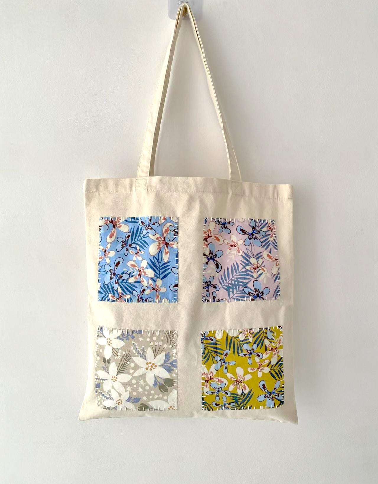Durable, Eco-Friendly Handmade Canvas Shoulder Bag with Patchwork Details