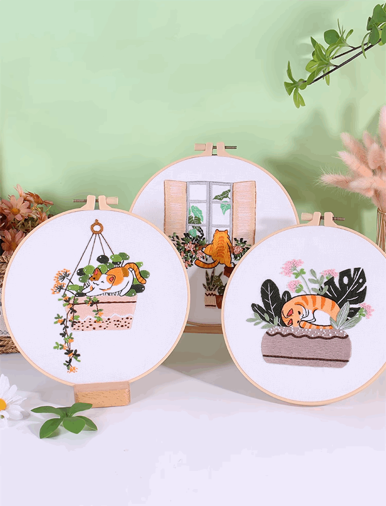 Unique Cat Pattern Embroidery Art For Wall Decor