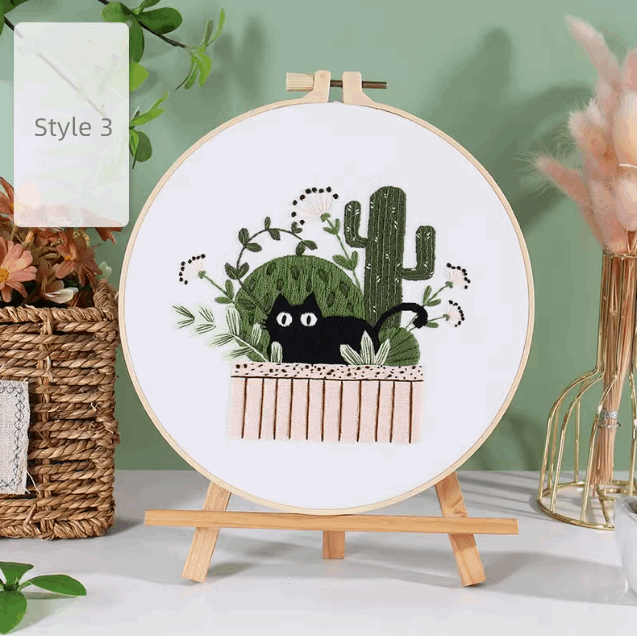 Whimsical kitty embroidery designs for nursery decor