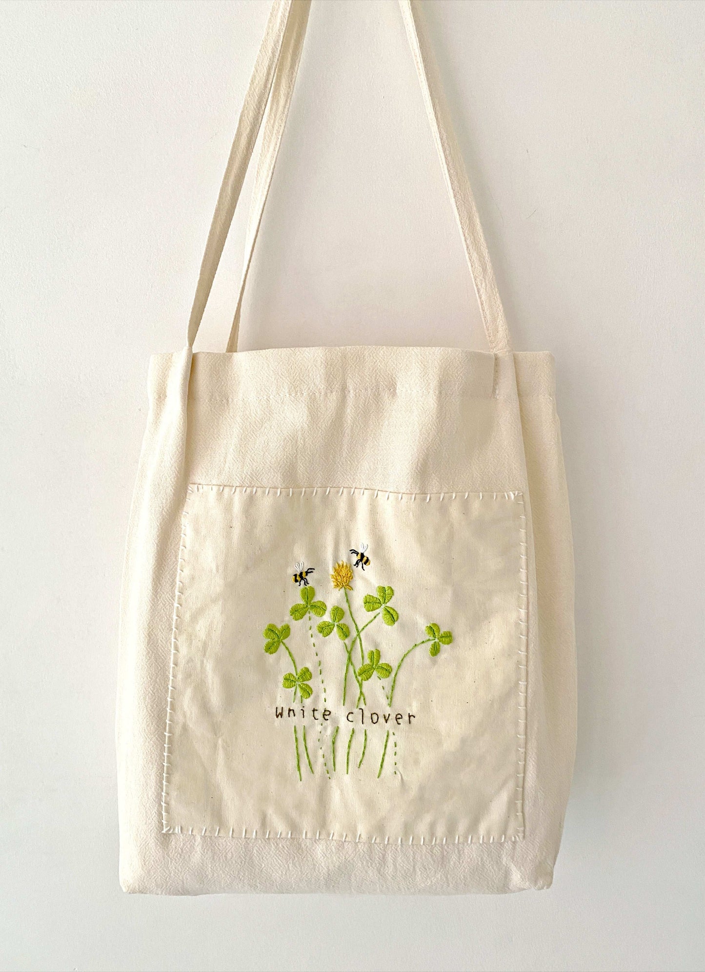 Personalized Eco Friendly Linen Tote Bag With Hand Stitched Flower Motifs