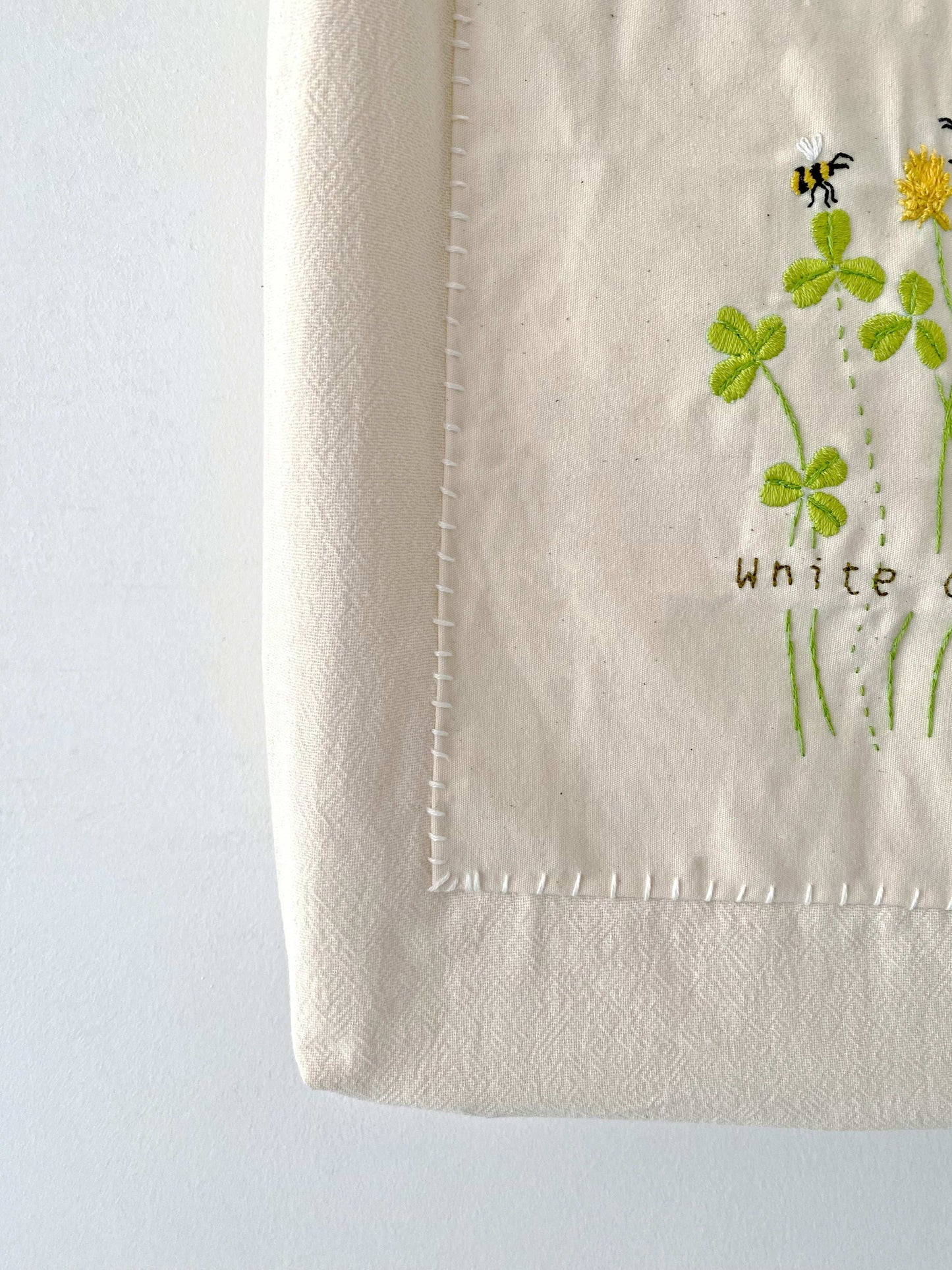 Durable Handmade Embroidered Linen Tote Bag For Shopping And Travel