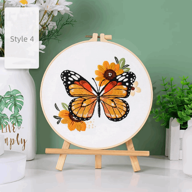 Unique Butterfly Embroidery Art for Framed Display or Wall Hanging