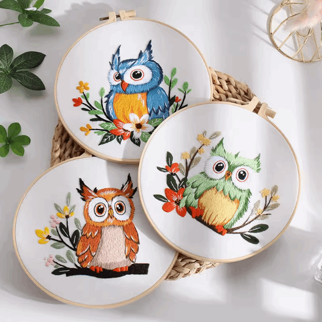 Beautiful Owl Embroidery Patch For Handmade Wall Art