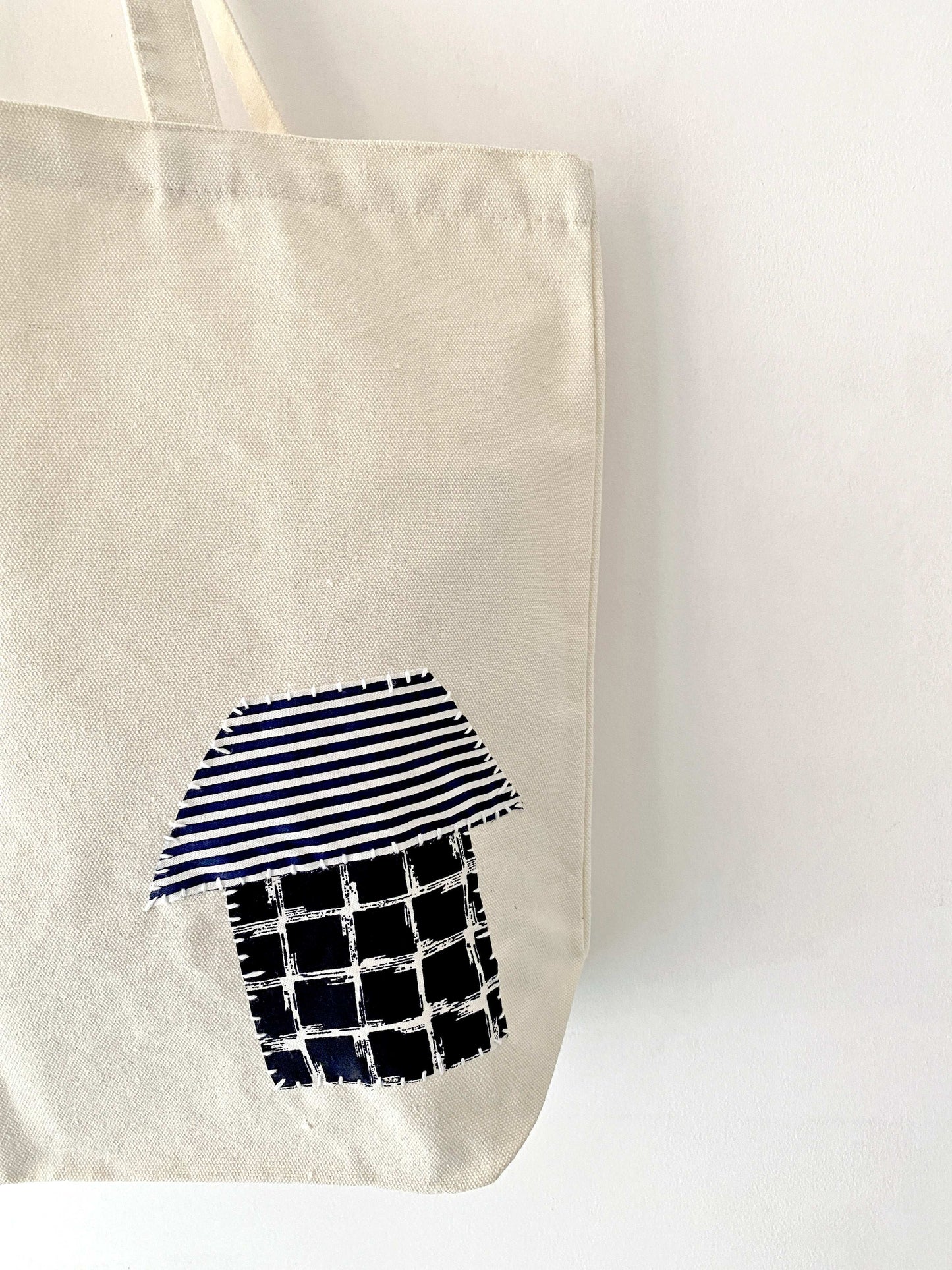 Large Artistic Canvas Tote Bag with Sustainable Handmade Design