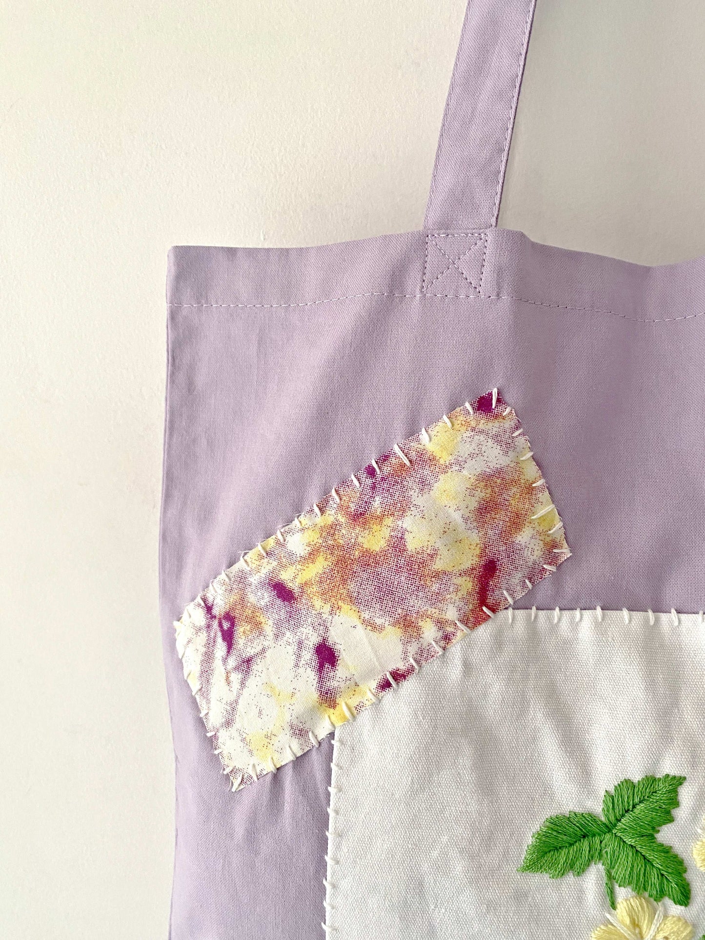 Unique Handcrafted Large Tote Bag with Floral Embroidery and Patchwork Accents