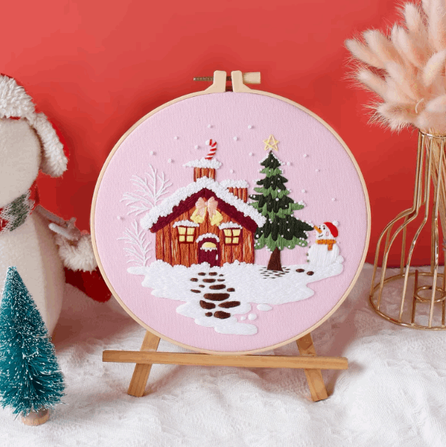 Cute Embroidery Patch With Santa And Christmas Tree For Crafts