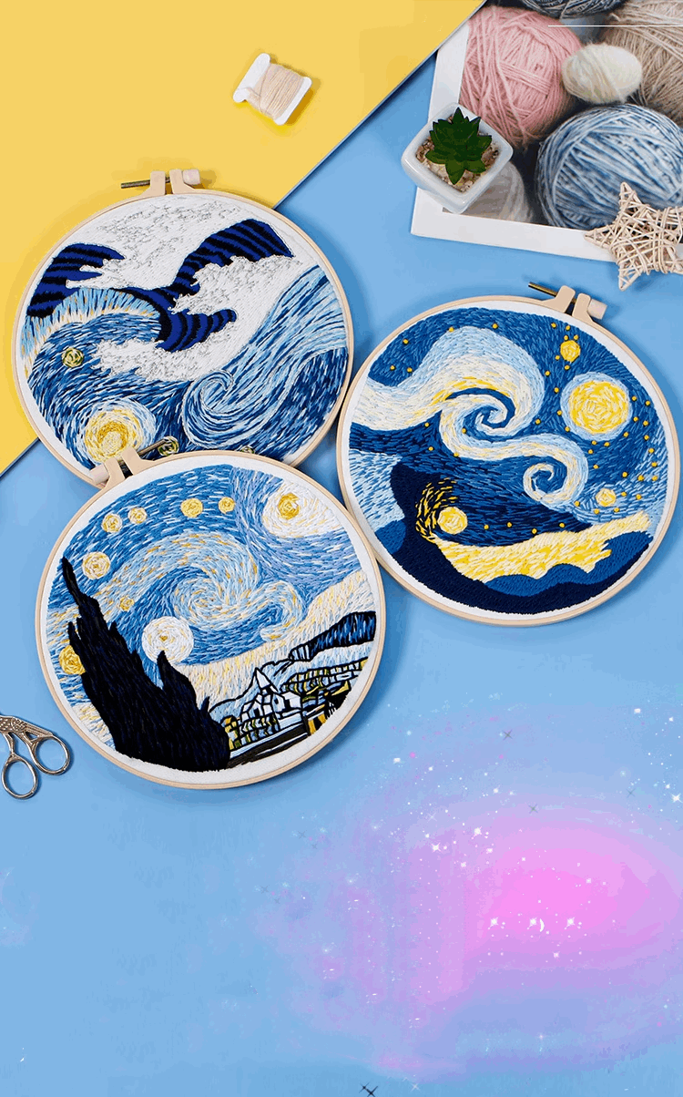 Starry Sky Theme Handmade Embroidery Patch For DIY Projects