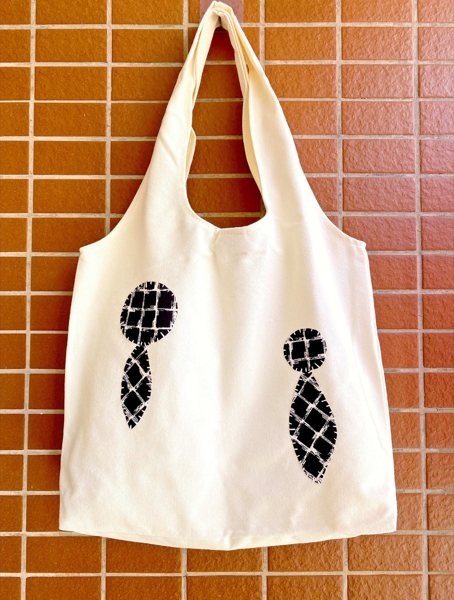 Durable Eco-Friendly Organic Canvas Tote Bag With DIY Hand-Stitched Patchwork Design