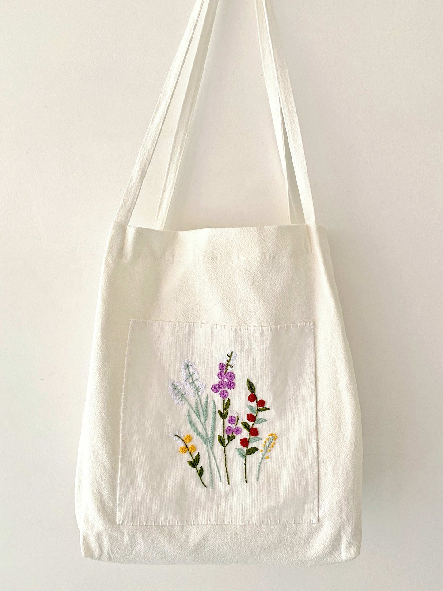 Durable Organic Linen Shoulder Bag With Unique DIY Embroidery Art Patterns