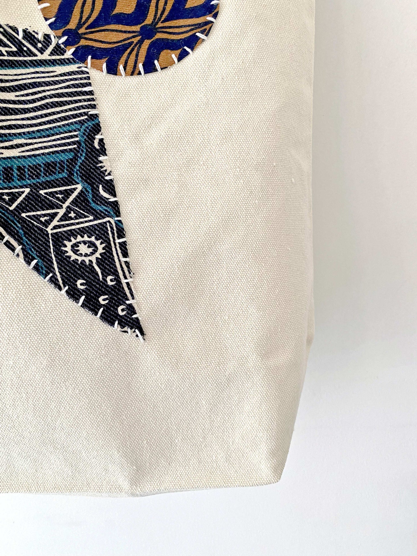 DIY Handmade Patchwork Design Large Capacity Eco-Friendly Canvas Tote Shoulder Bag for Shopping