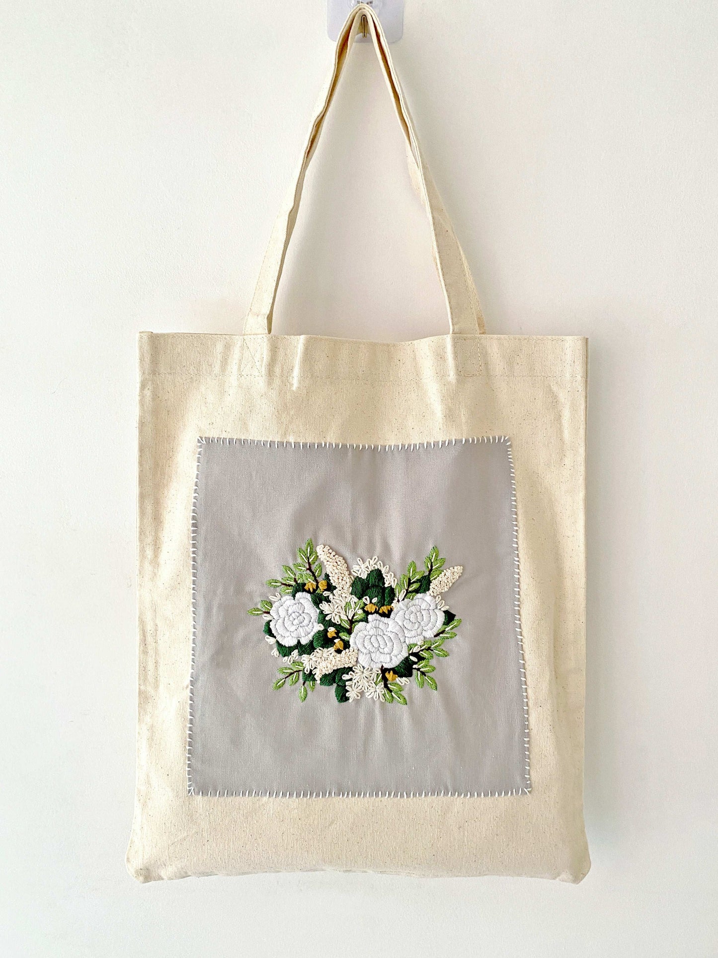 Luxury Hand-Embroidered Tote Bag For Stylish Eco-Friendly Shoppers