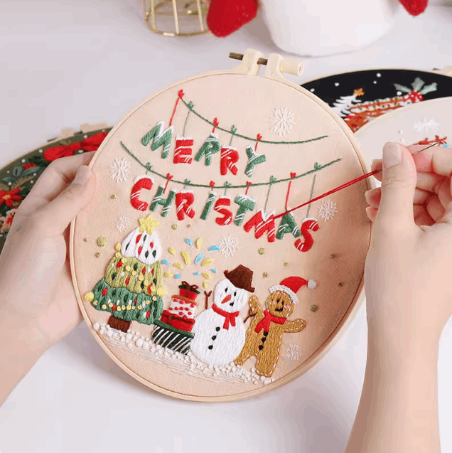 DIY Ornament Embroidery Patch With Holiday Theme