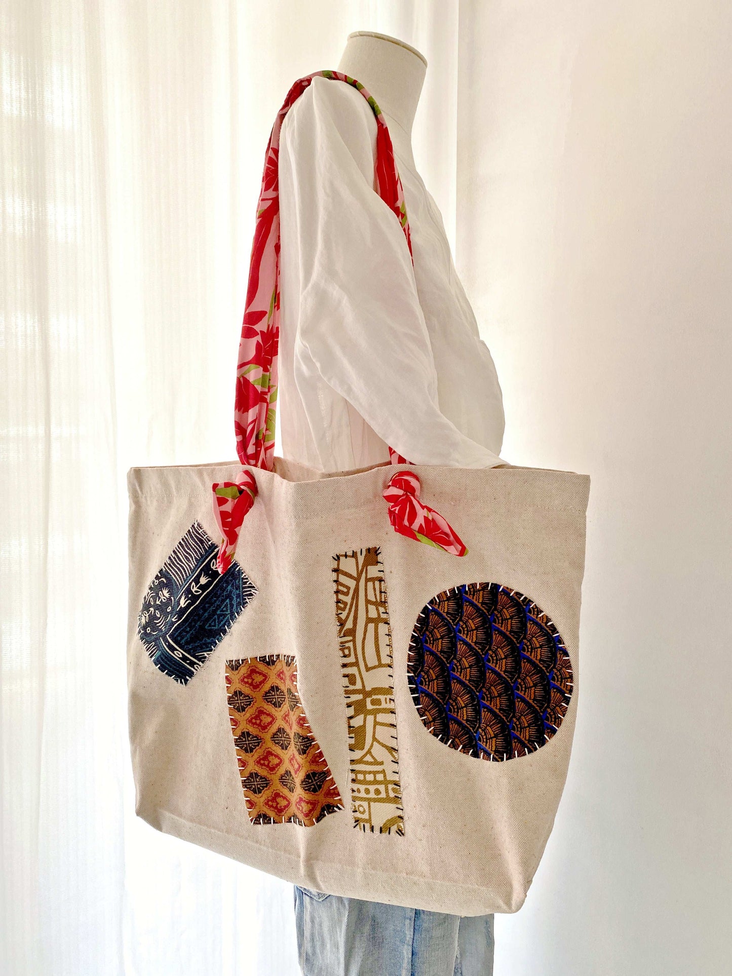 Handcrafted patchwork canvas bag for women who love bespoke accessories