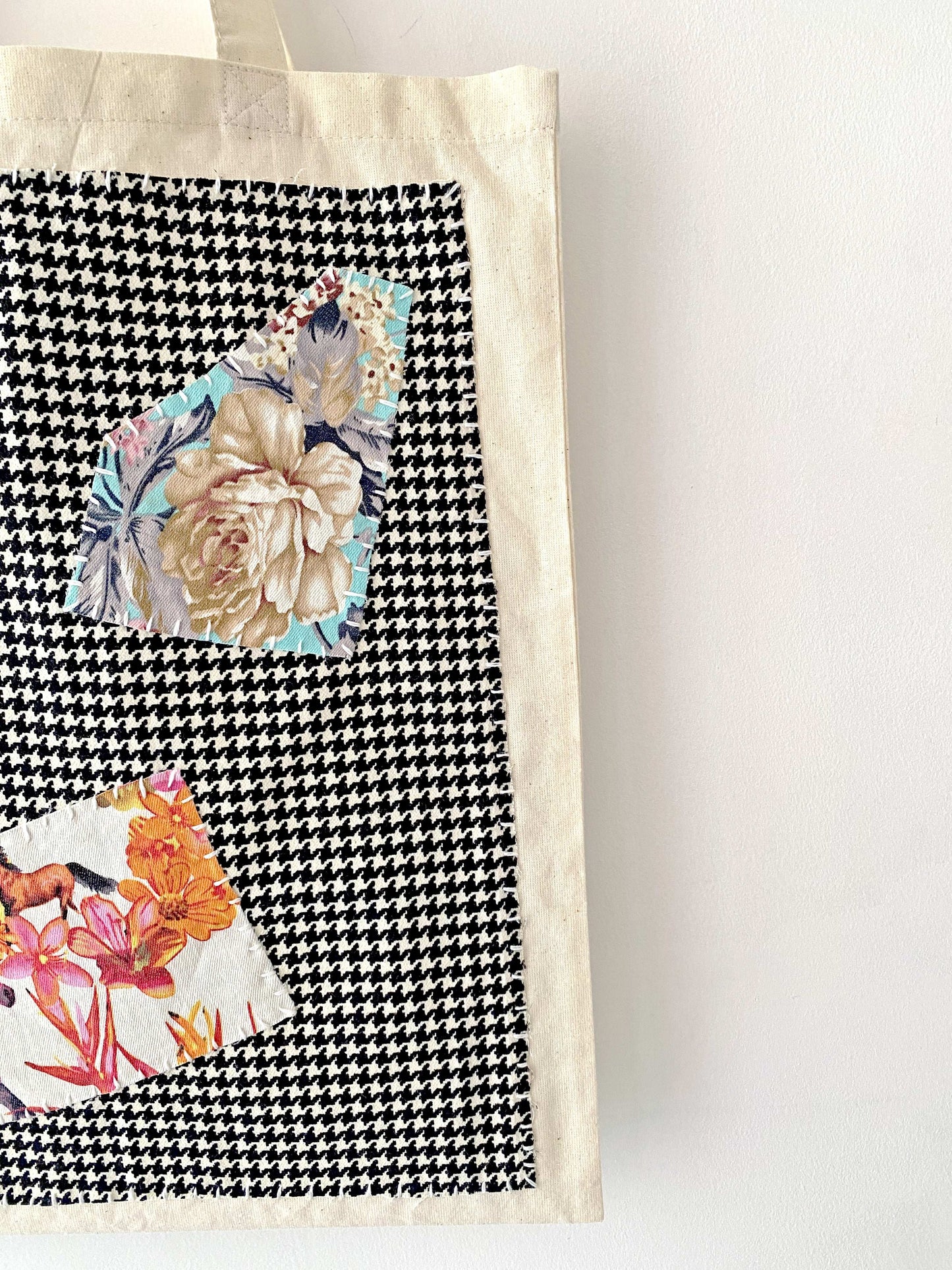 Customizable Cotton Tote Bag With Artistic Sewing Patterns