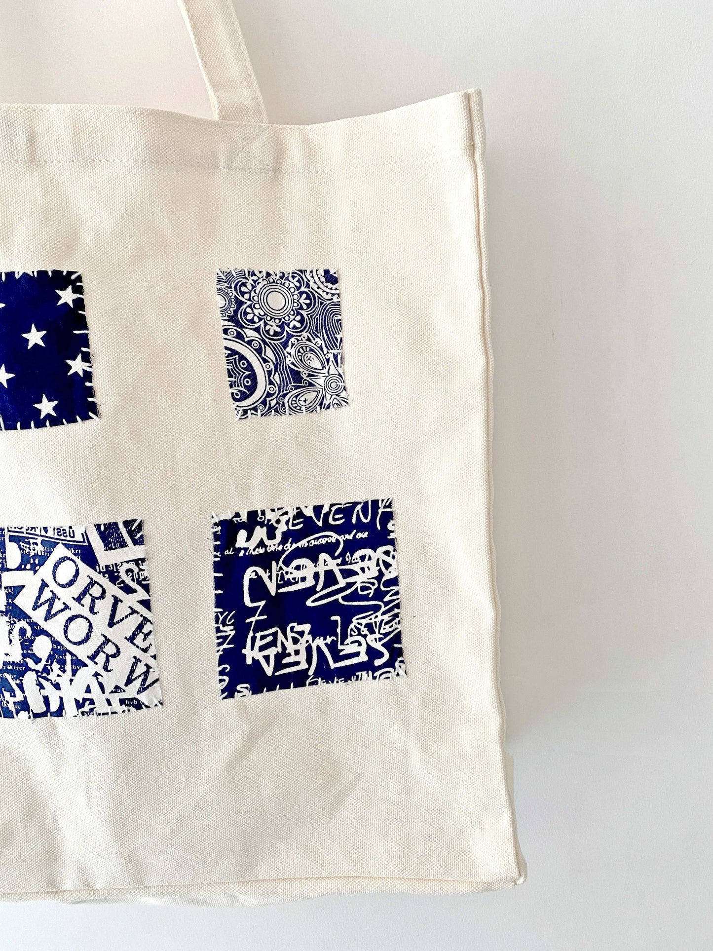 Artistic Handmade Canvas Bag With Custom Patchwork