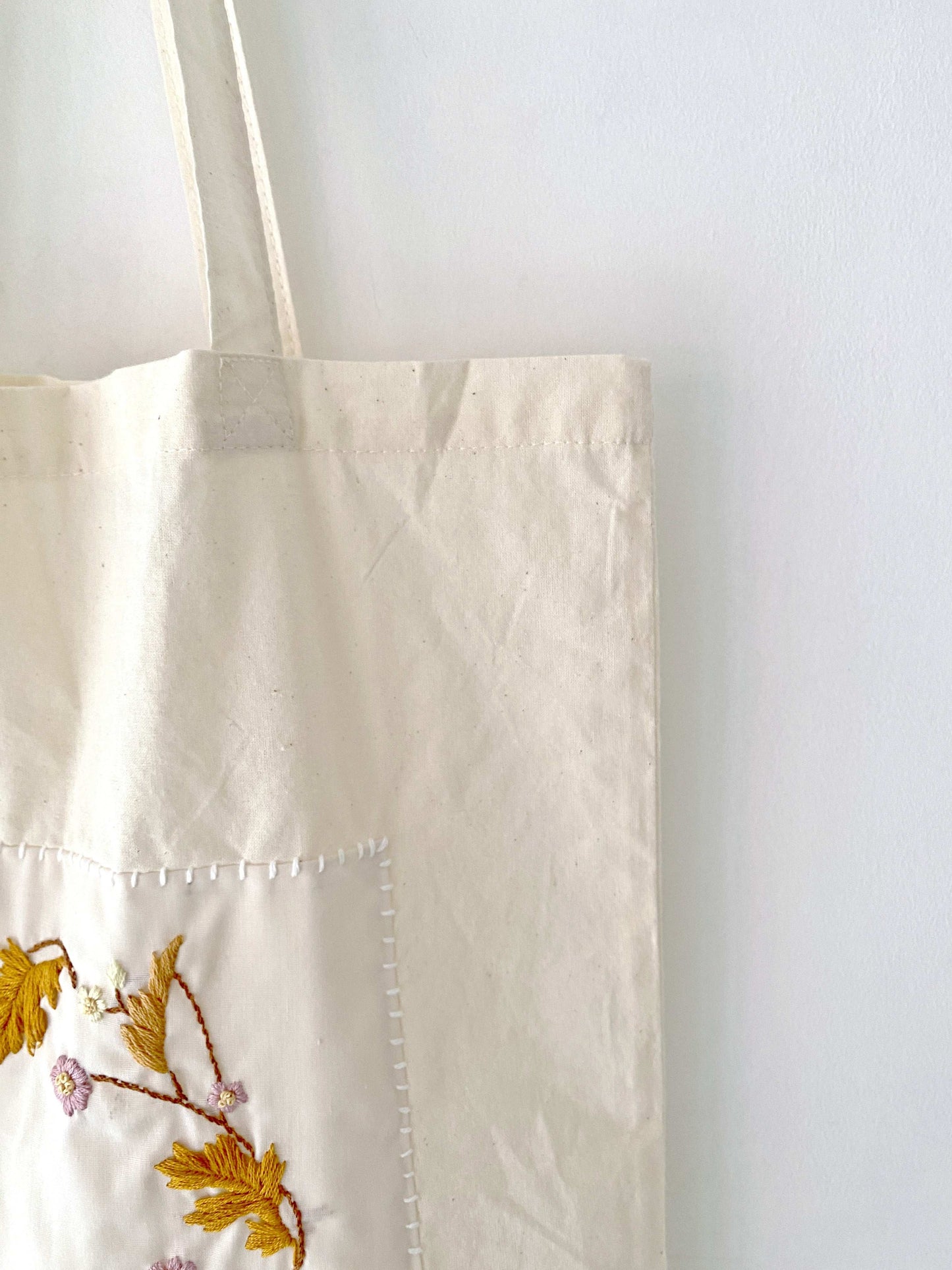 Durable Lightweight Handcrafted Tote Bag With Artistic Embroidered Floral Pattern