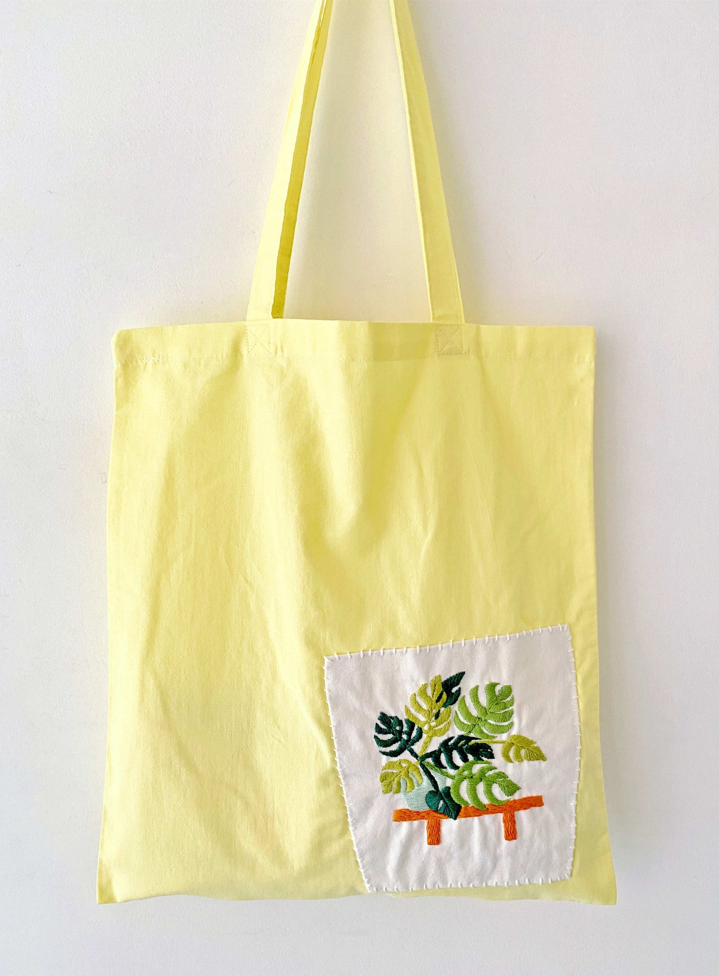 Lightweight soft shoulder bag with DIY floral embroidery eco-conscious gift
