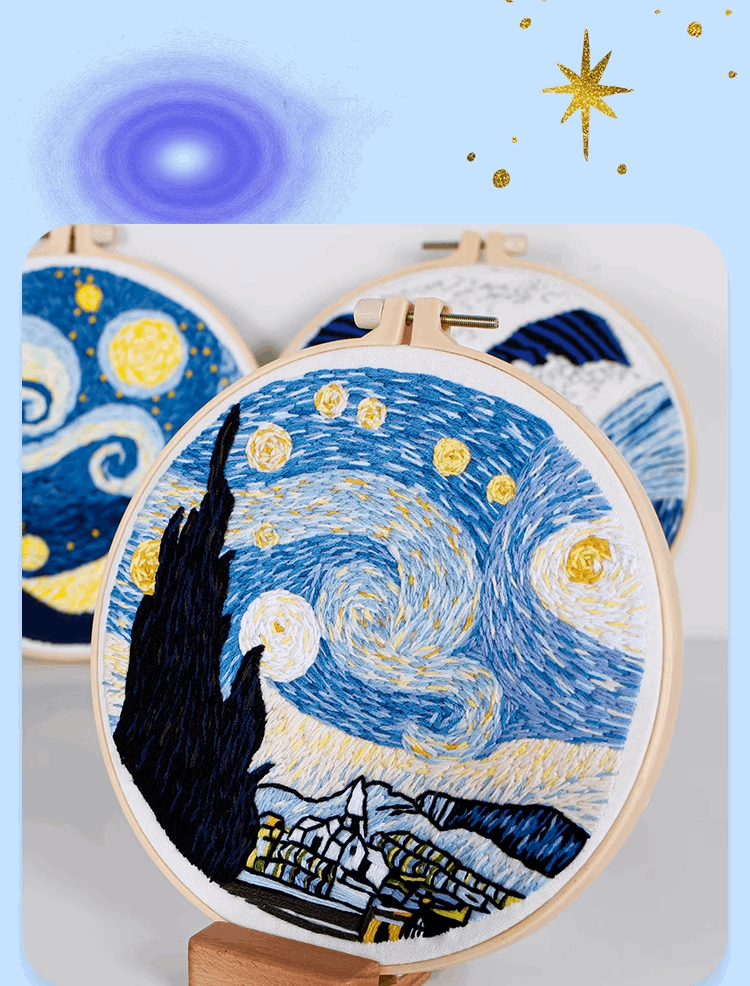 Fine Handmade Starry Sky Embroidery Patch For Room Aesthetic