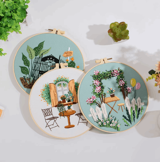 Elegant Handmade Embroidery Hoop Art For Living Room
