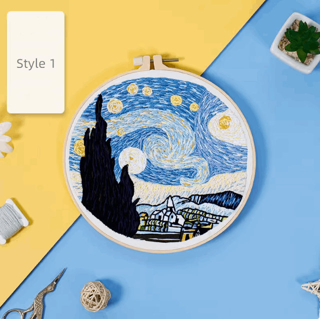 Beautiful Starry Sky Embroidery Artwork For Home Wall Decor