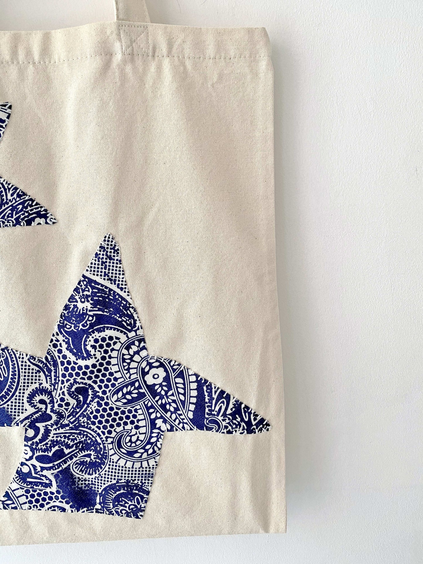 Sustainable Cotton Tote Bag With Handmade Patchwork Detailing