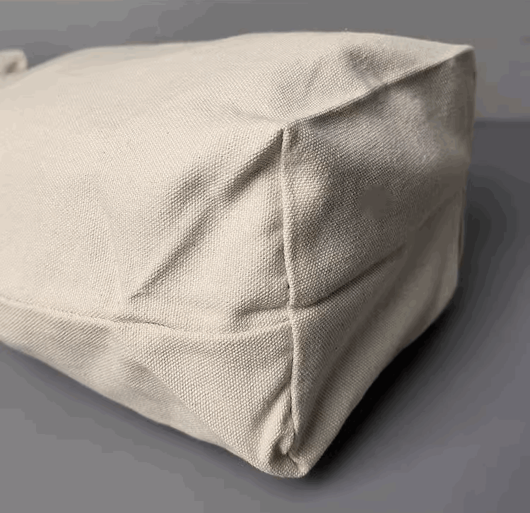 handmade tote with colorful apple art