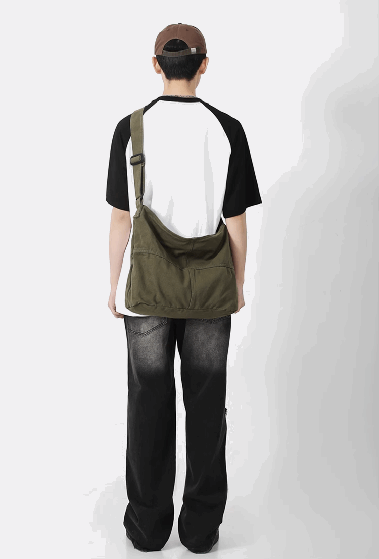 Large Capacity Eco-Friendly Canvas Crossbody Bag For Crafting And Stitching