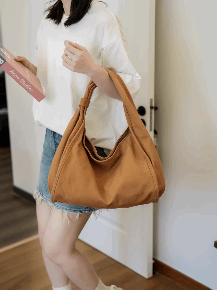 Personalized Durable Canvas Shoulder Bag for Daily Shopping