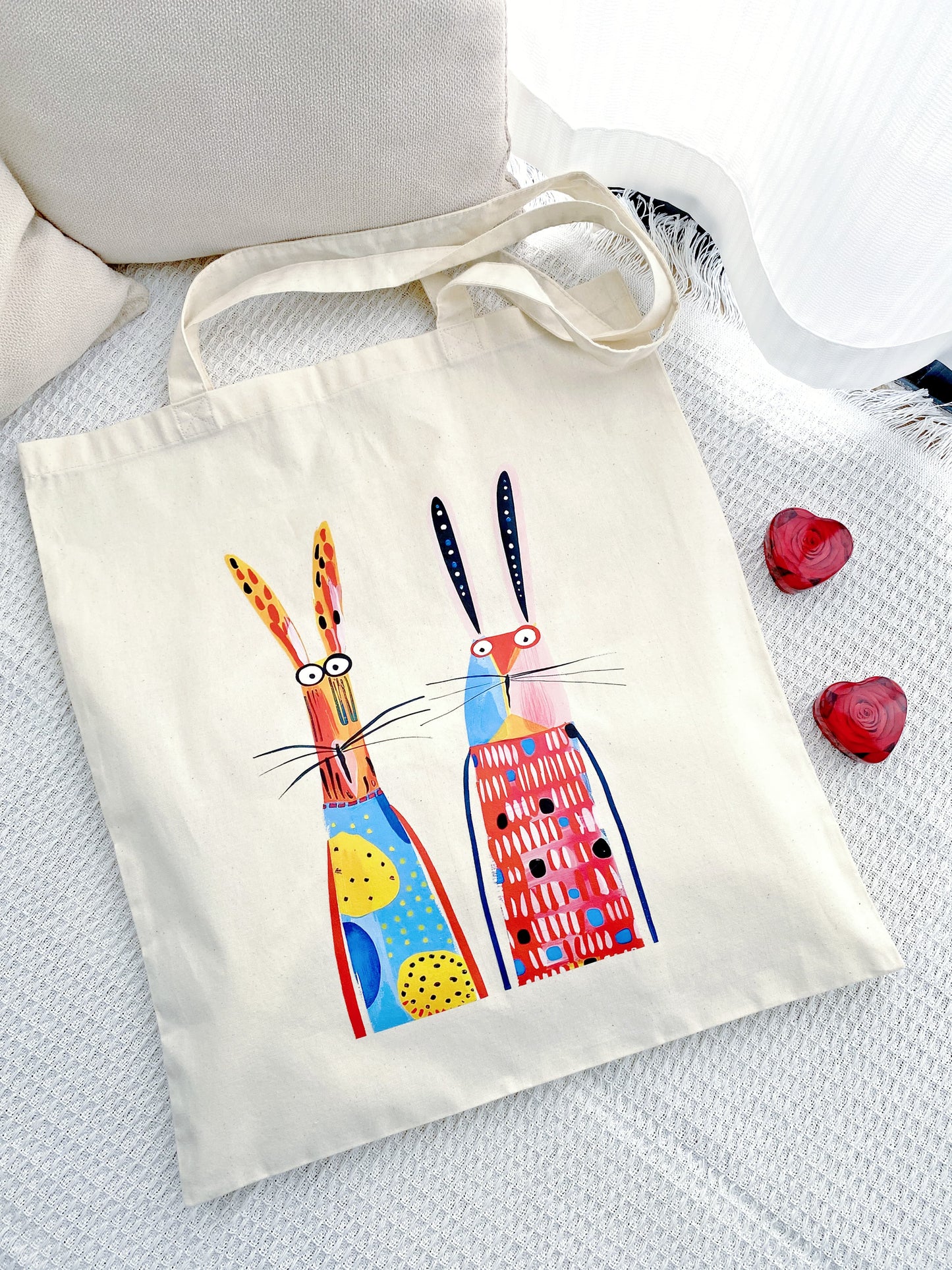 stylish bunny print tote for slow living and unique gift ideas