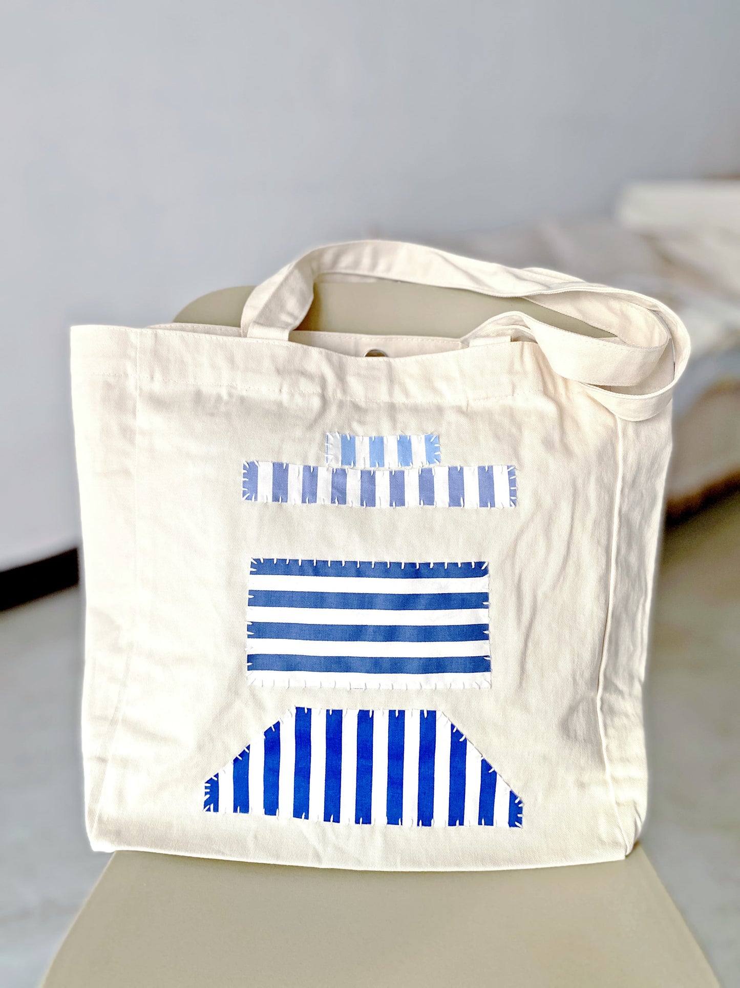 Unique patchwork canvas tote bag for women who love slow living