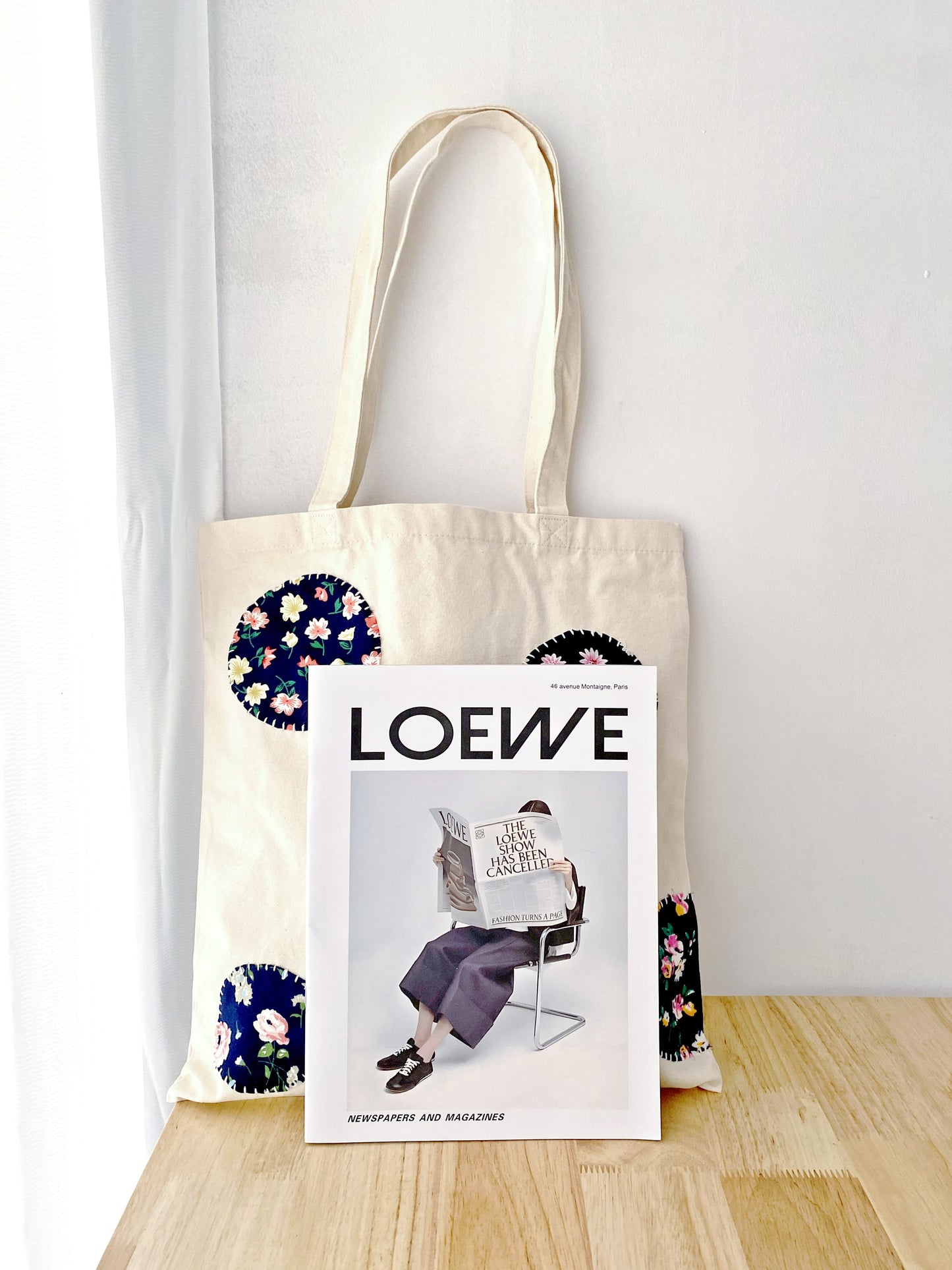 durable large cotton canvas shoulder tote with unique artisanal stitched details