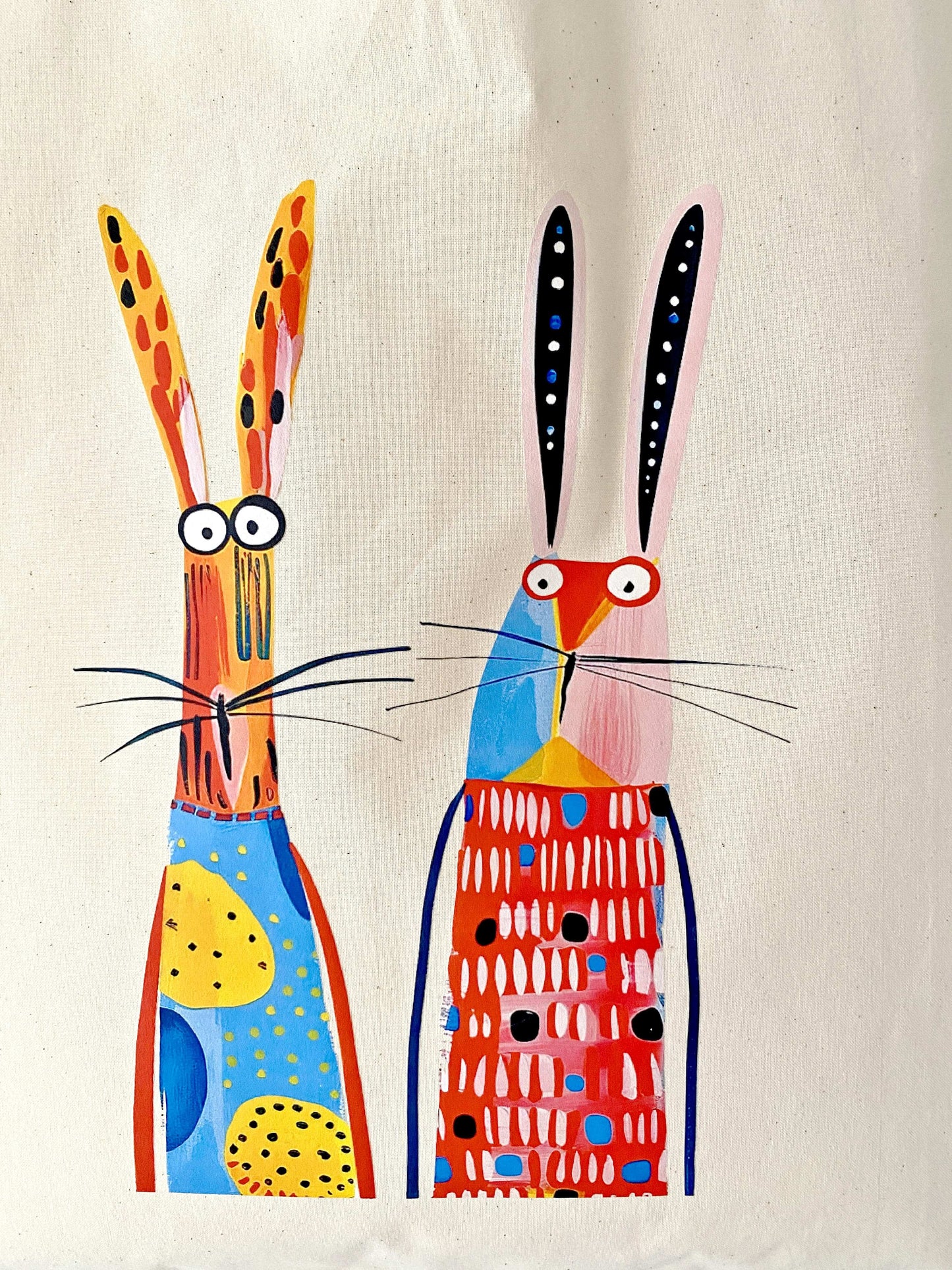 playful bunny print eco-friendly bag