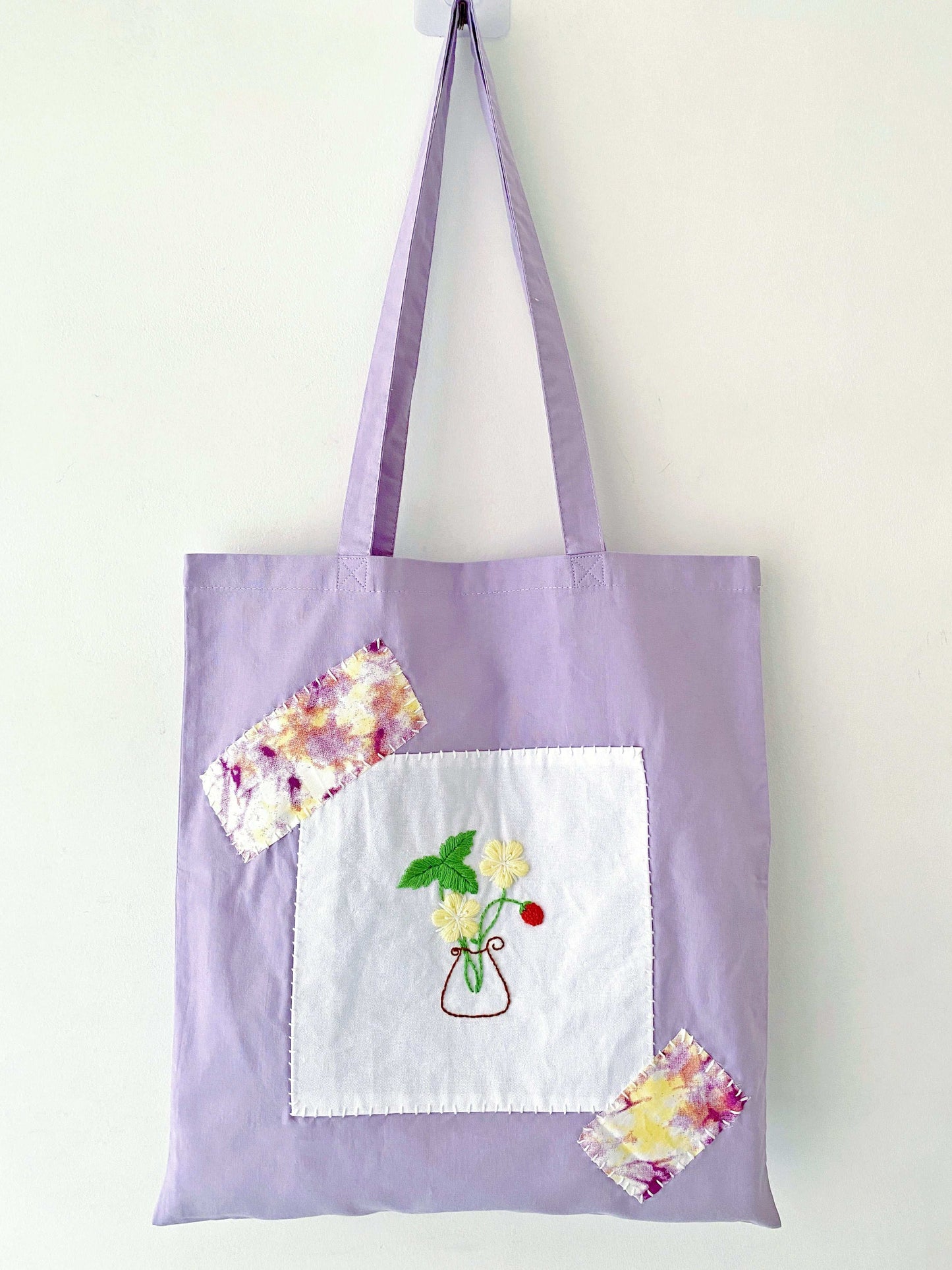 Soft cotton tote with bohemian-style floral embroidery