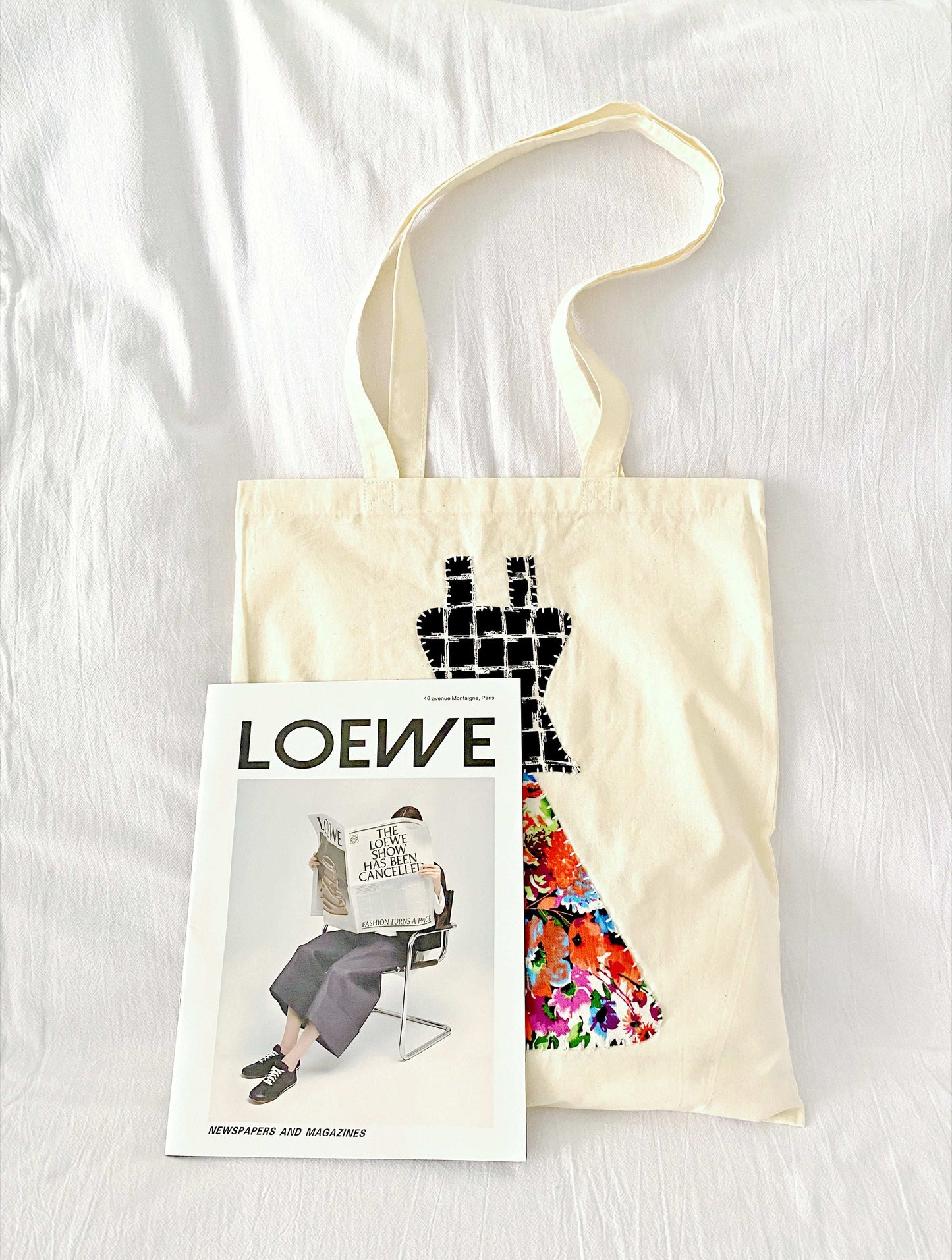 eco-friendly cotton tote with handmade patchwork
