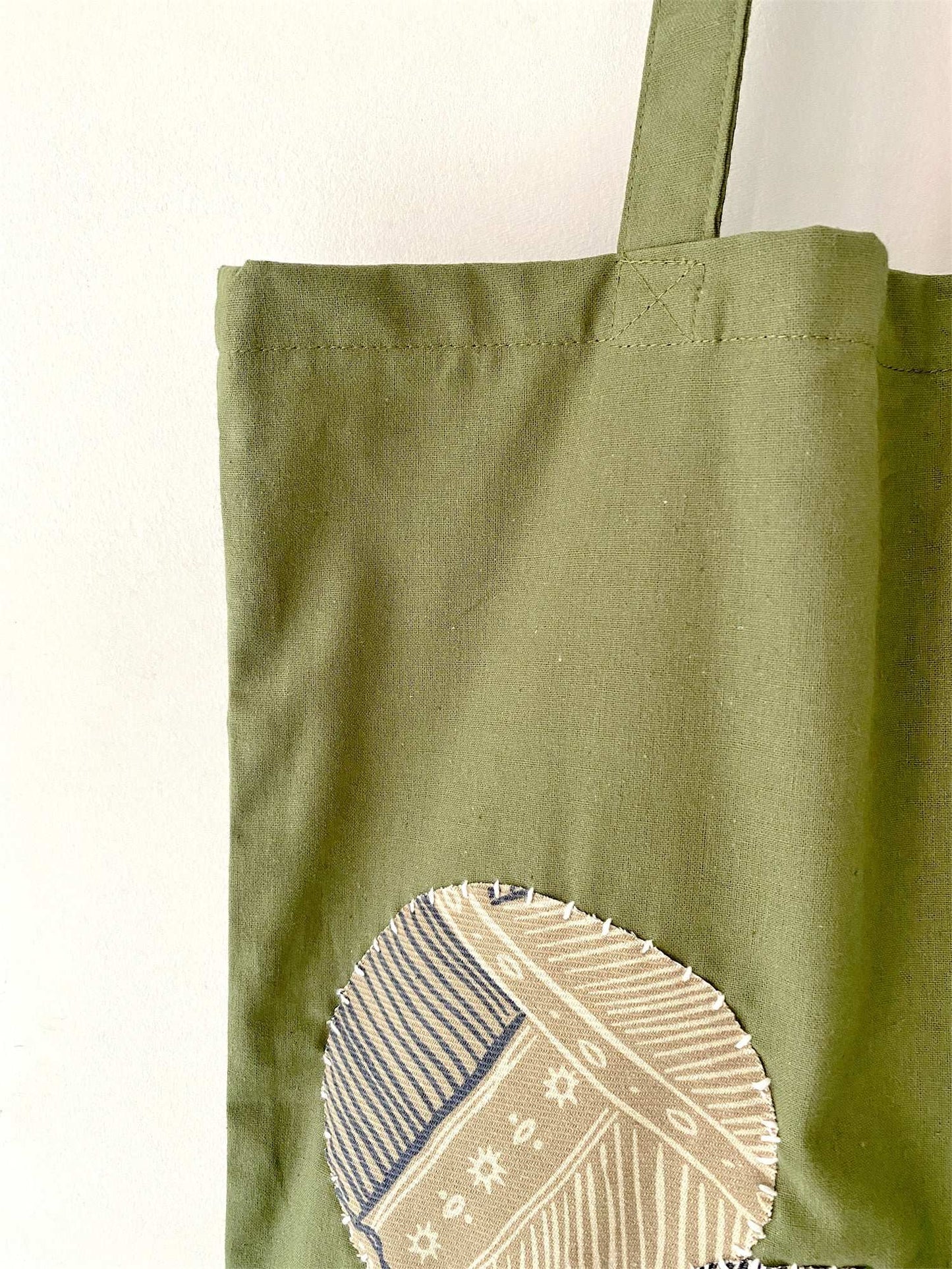 Durable patchwork tote bag for slow living lifestyles