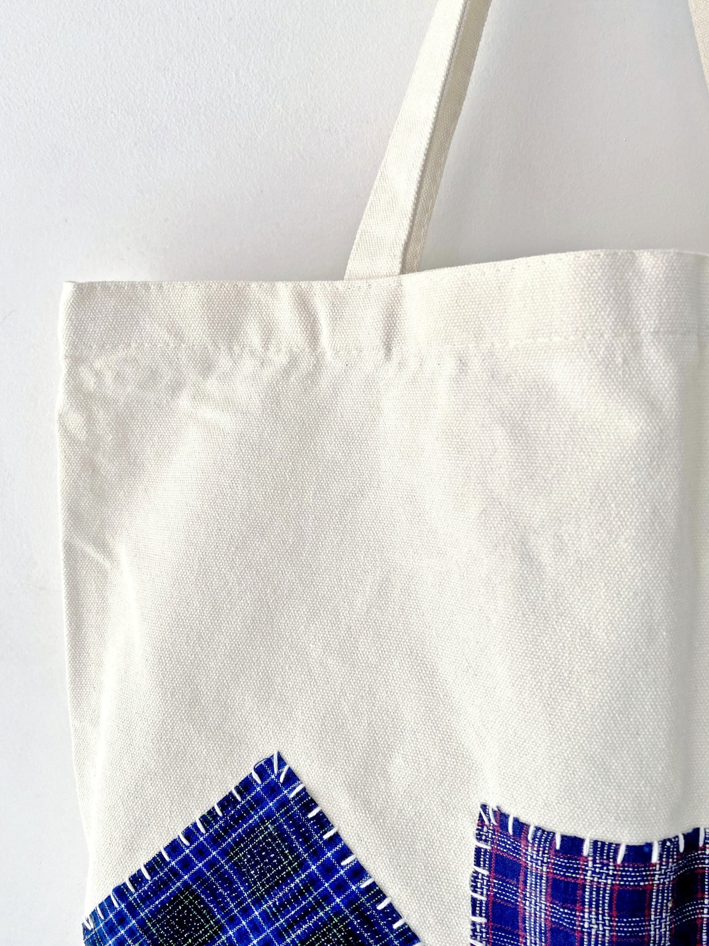 handcrafted patchwork design on durable tote bag