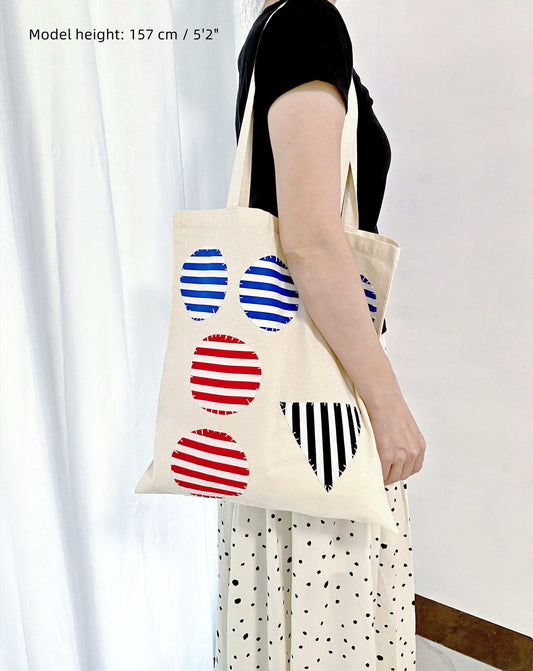 creative patchwork cotton canvas tote inspired by handmade sewing art