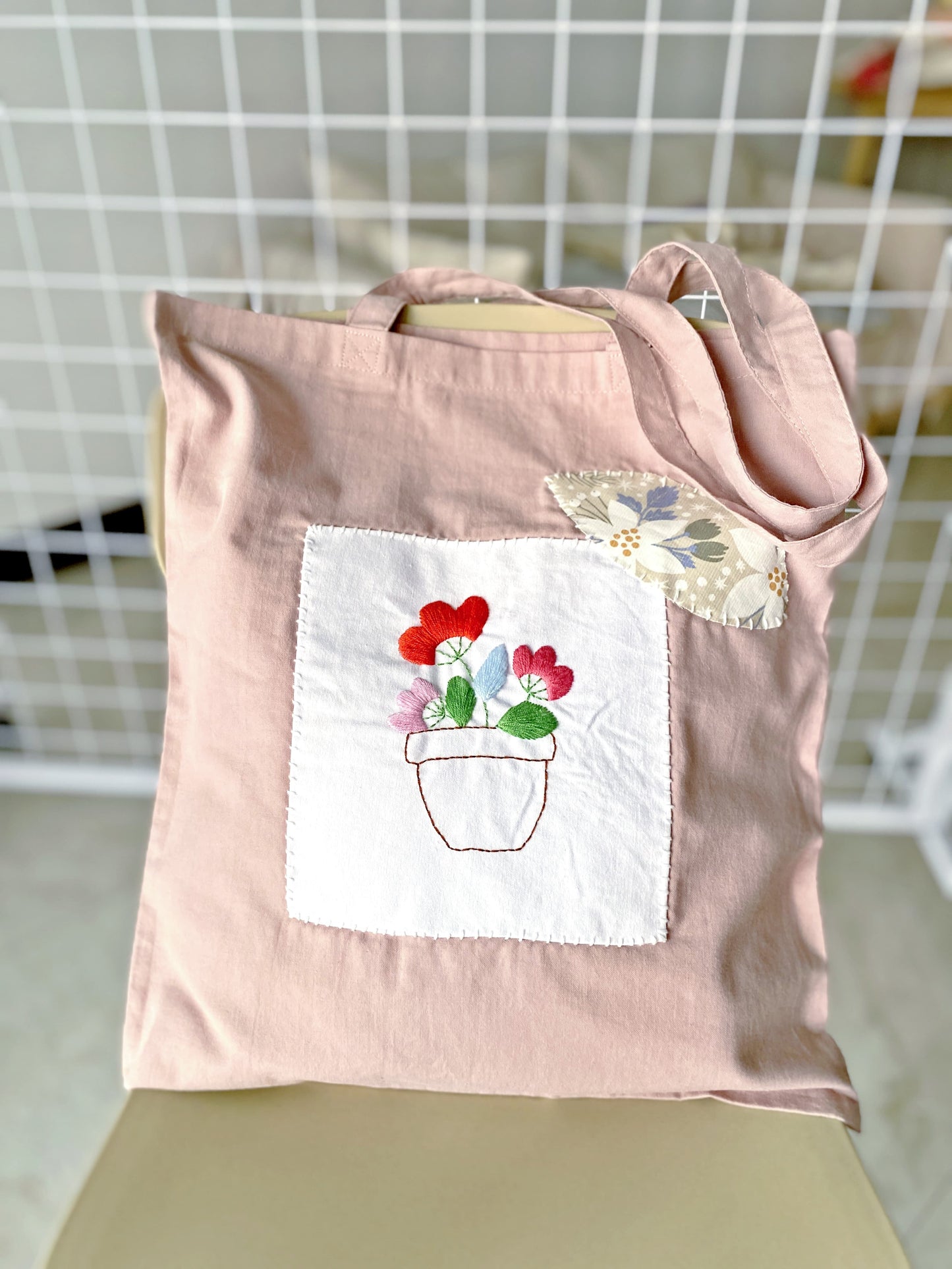 elegant cotton tote bag for women with unique hand embroidery