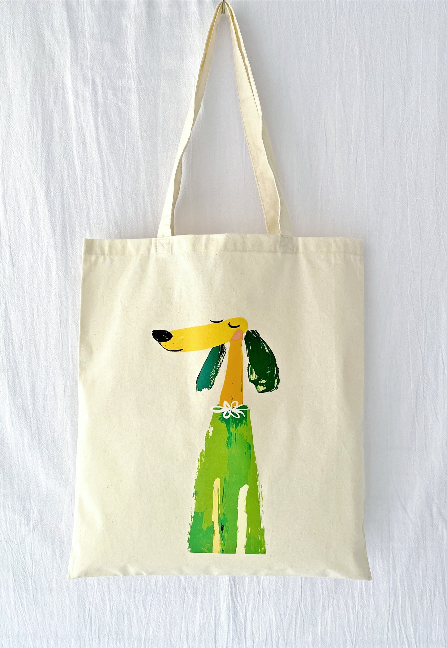 lightweight cotton tote bag with dog print