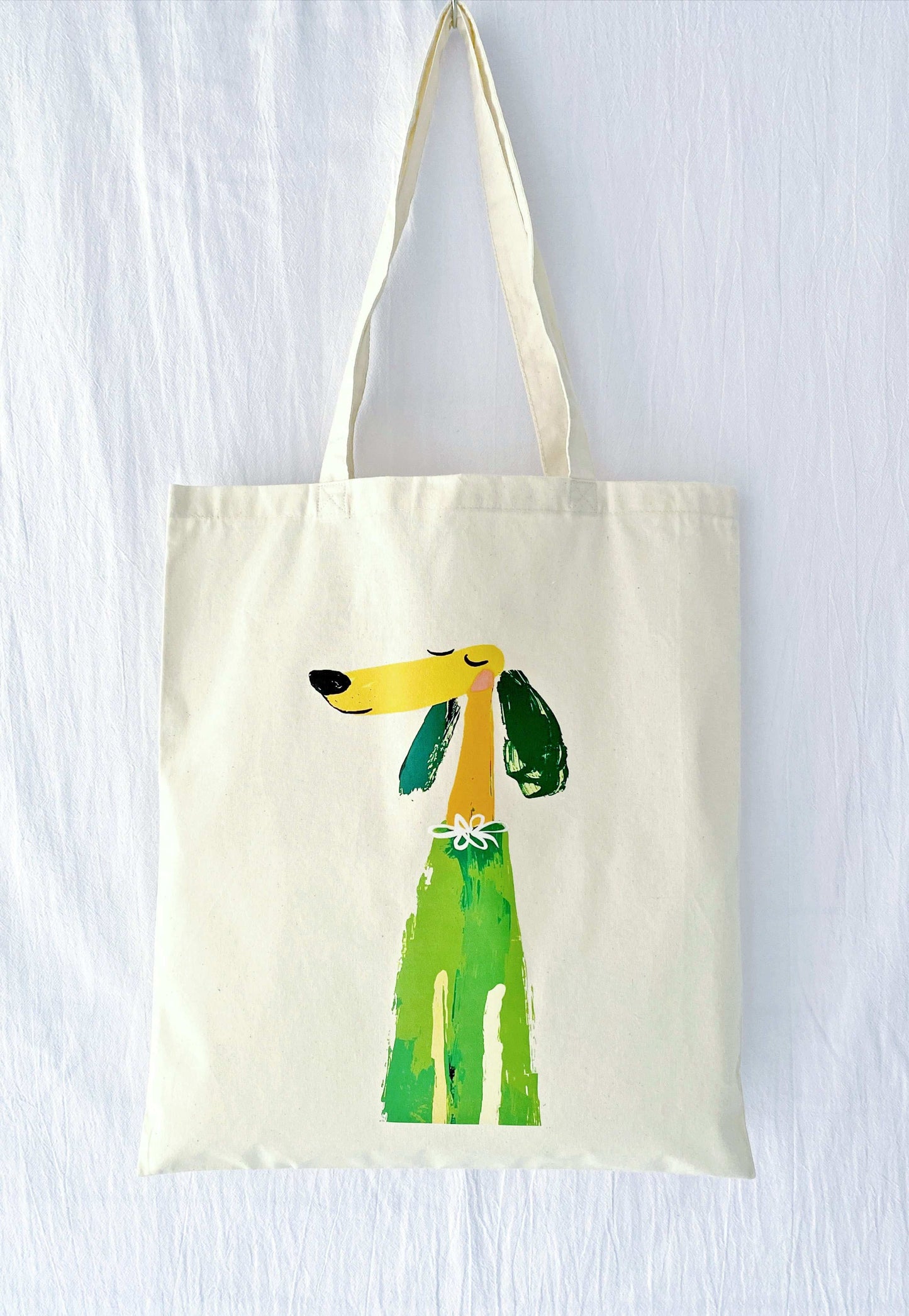 lightweight cotton tote bag with dog print